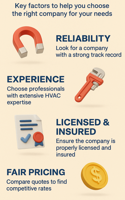 Top HVAC Replacement Services Near Oviedo, FL – Get the Best Residential Company, Compare Prices & Cut Costs with Confidence 2 Vertical infographic titled "Top HVAC Replacement Services Near Oviedo, FL" featuring 3D icons and five sections with tips on choosing a licensed HVAC contractor, comparing prices, ensuring reliability and experience, and saving on energy-efficient replacements, with a clear visual takeaway at the bottom.