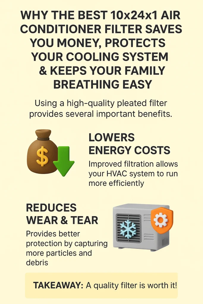 Why the Best 10x24x1 Pleated Air Conditioner Filter Saves You Money, Protects Your Cooling System & Keeps Your Family Breathing Easy 2 top 10x24x1 pleated air conditioner filter