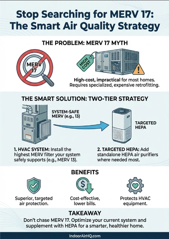 Best MERV 17 Furnace and HVAC Air Filter Replacement: Performance Analysis and System Compatibility Guide for Maximum Protection 2 Infographic of "Best MERV 17 Furnace and HVAC Air Filter Replacement: Performance Analysis and System Compatibility Guide for Maximum Protection"
