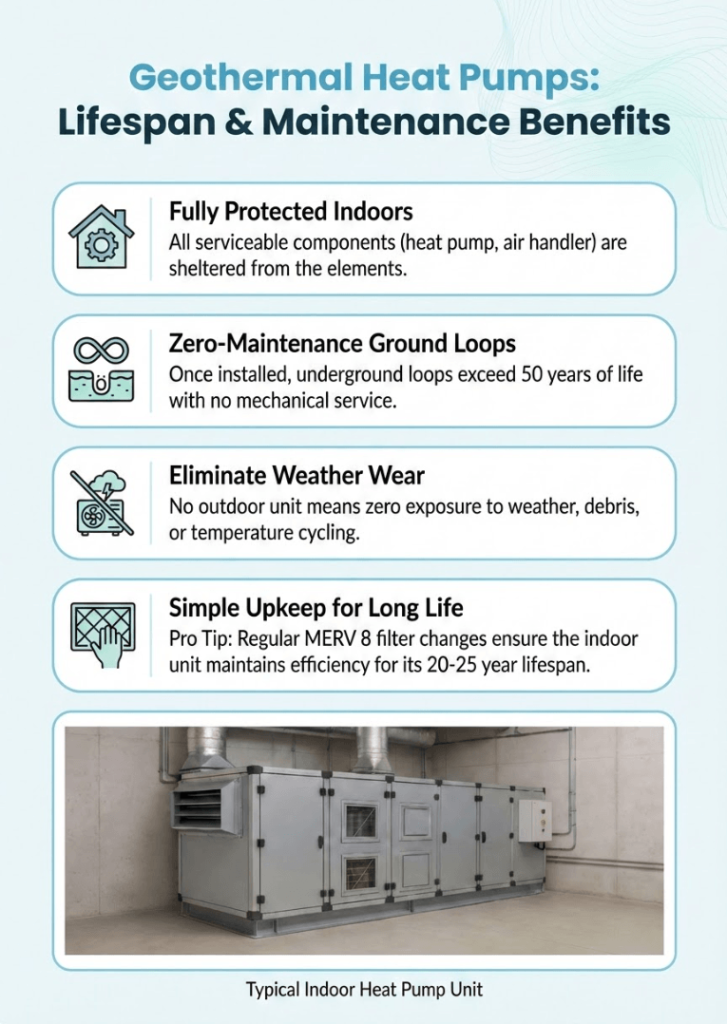 Ground vs Air Source Heat Pumps: Geothermal Cost & Benefits 2 Infographic for Ground vs Air Source Heat Pumps: Geothermal Cost & Benefits